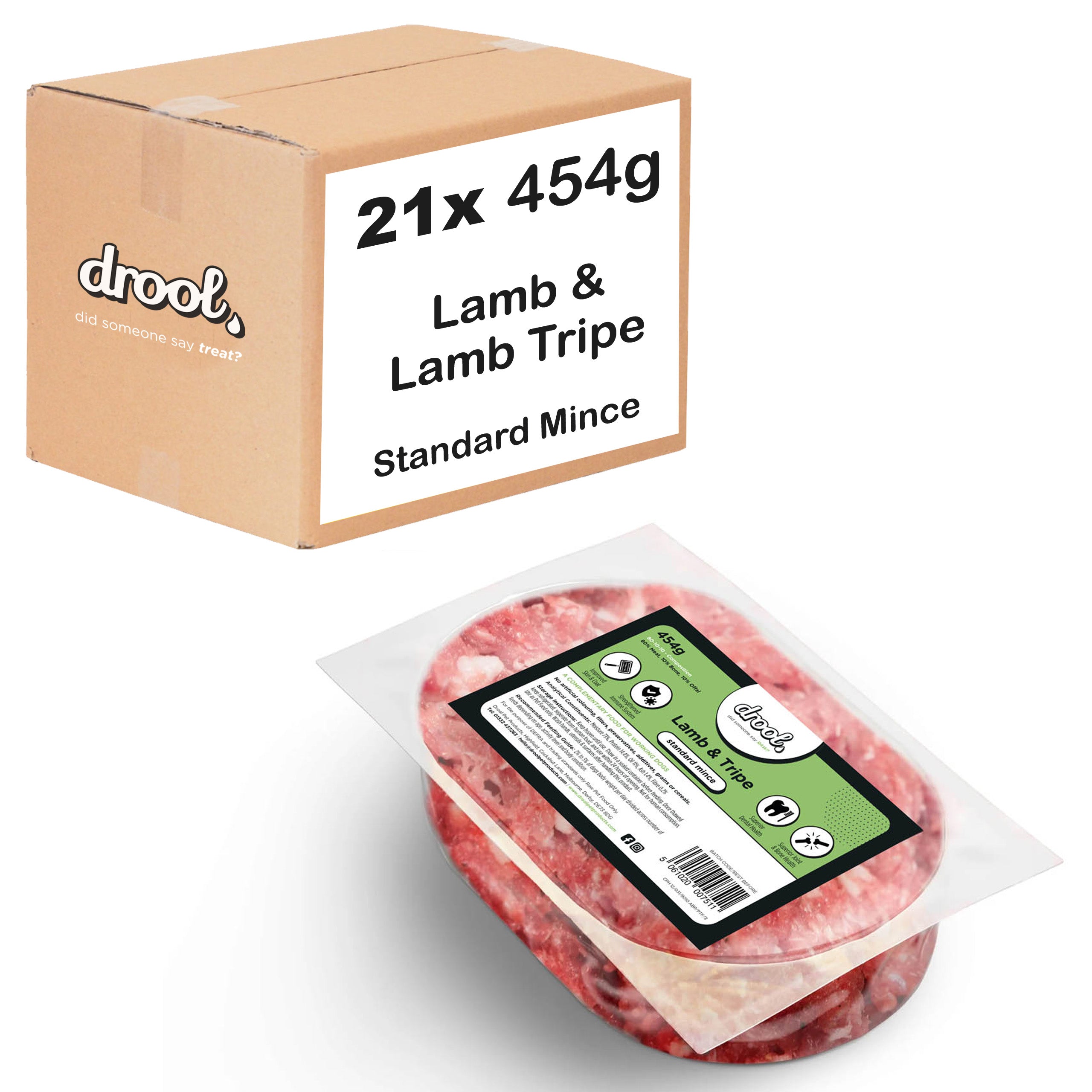 Drool Mince Standard Lamb & Lamb Tripe 454g - 21 pack