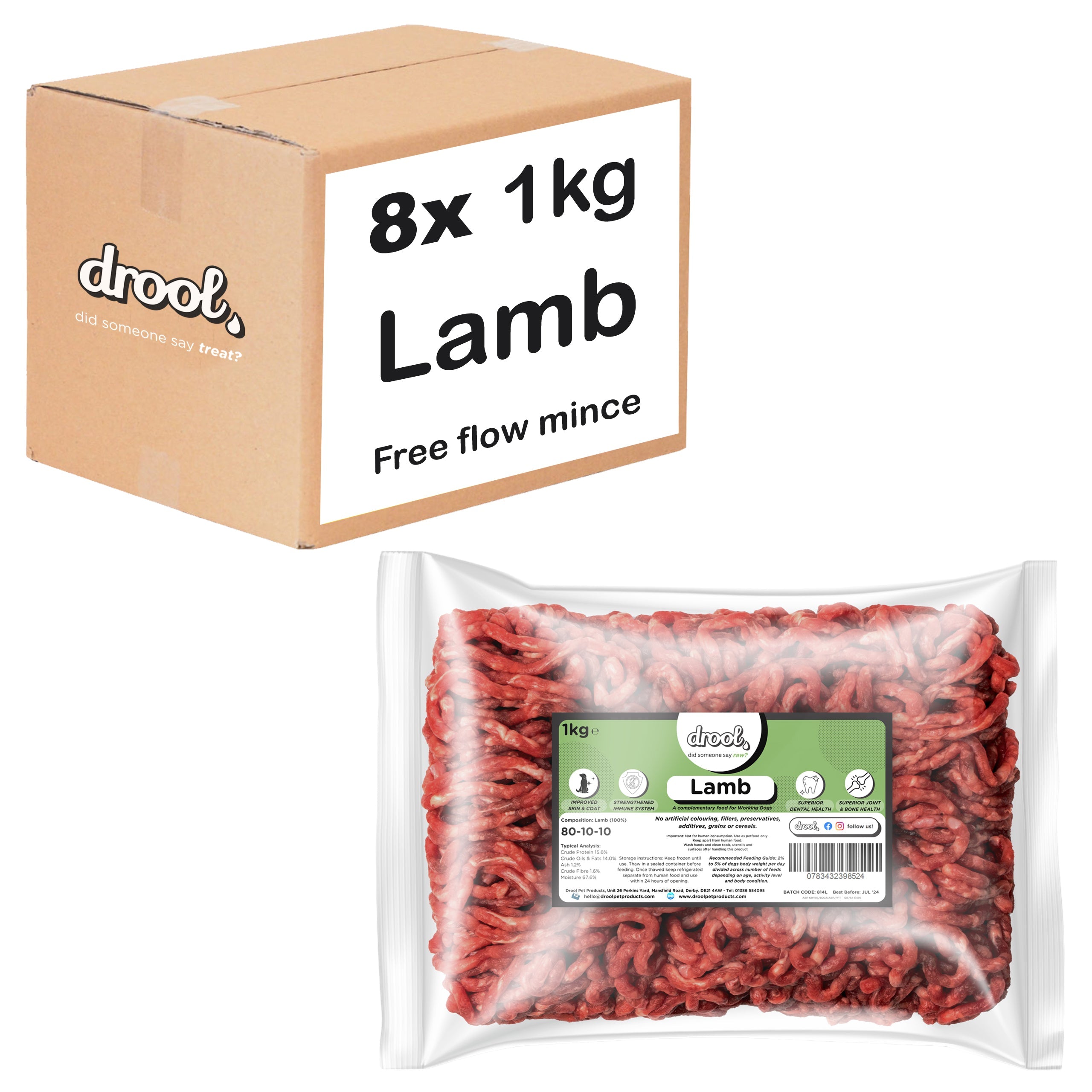 Lamb Freeflow Mince 80/10/10 (8x1kg pack) Wholesale