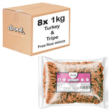 Turkey & Tripe Freeflow Mince 80/10/10 (8x1kg pack) Wholesale