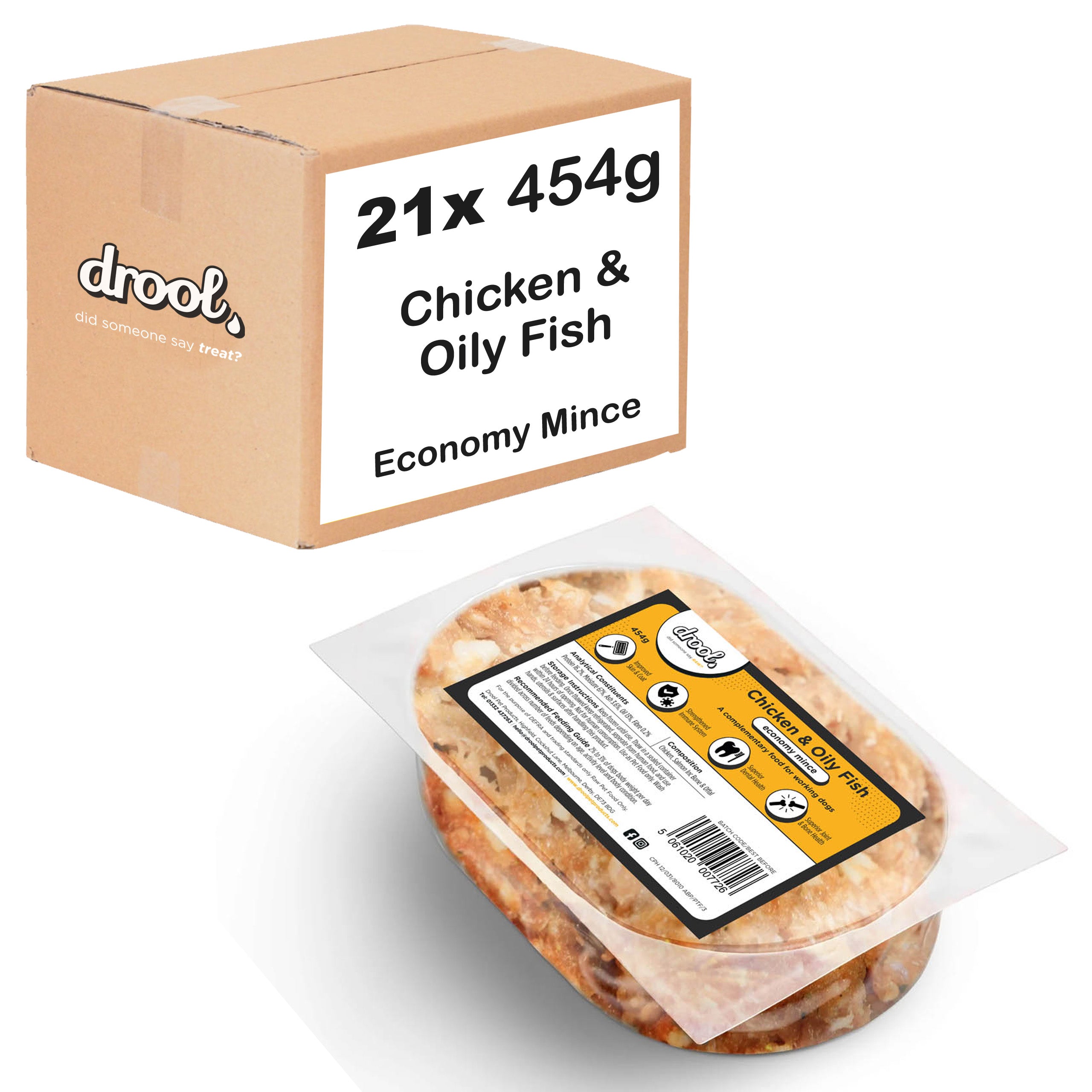 Drool Mince Economy Chicken & Oily Fish 454g - 21 pack